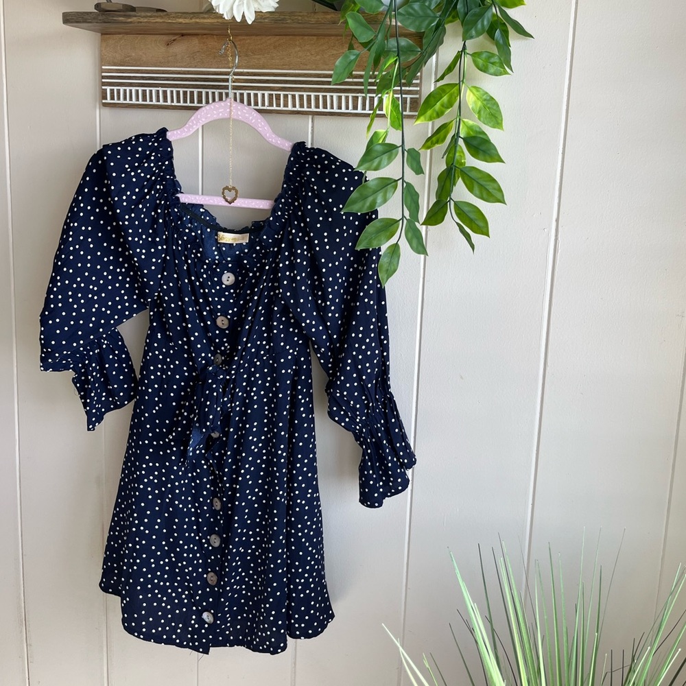 Blue/white polka dotted dress - Picture 13 of 14